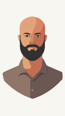 Poster - Bald Bearded Man Minimalist Flat Vector Illustration for Graphic Design