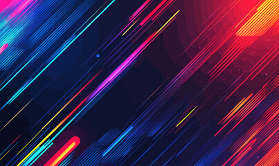 Poster - Neon Stripes on Abstract Modern Digital Background Reflecting AI Technology Concepts