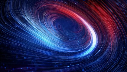 Poster - A vibrant, swirling abstract design featuring blue and red light trails, creating a sense of motion and depth in a cosmic-like environment.