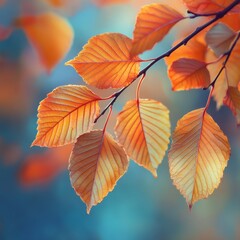 Aufkleber - Autumnal Glow: Golden Leaves Catching the Sunlight on a Crisp Fall Day, Displaying Vibrant Textures