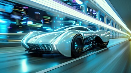 Poster - advanced future car with a dynamic and modern look
