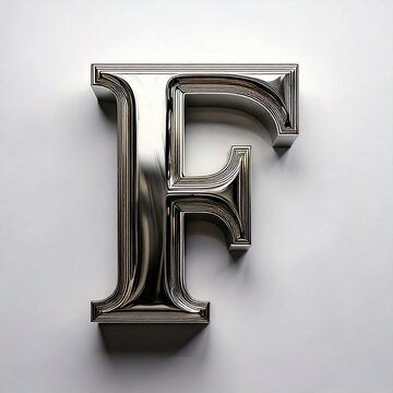 A bold uppercase letter rendered in a realistic 3D metallic chrome finish