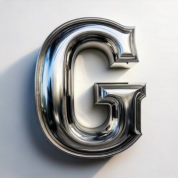 A bold uppercase letter rendered in a realistic 3D metallic chrome finish