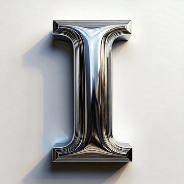 A bold uppercase letter rendered in a realistic 3D metallic chrome finish