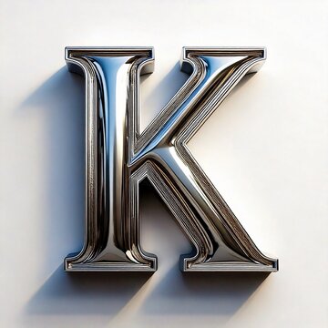 A bold uppercase letter rendered in a realistic 3D metallic chrome finish