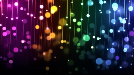 Poster - Vibrant rainbow light trails and colorful bokeh particles creating a magical atmosphere