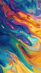 Poster - Fluid Spectrum: A Vivid Interplay of Colors and Abstract Swirling Motion