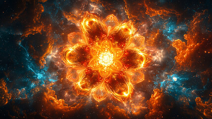 abstract flower in cosmic nebula