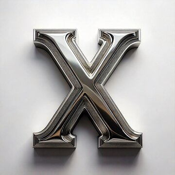 A bold uppercase letter rendered in a realistic 3D metallic chrome finish