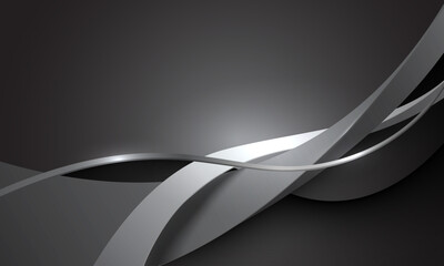 Poster - Abstract silver ribbon curve overlap luxury on grey background vector