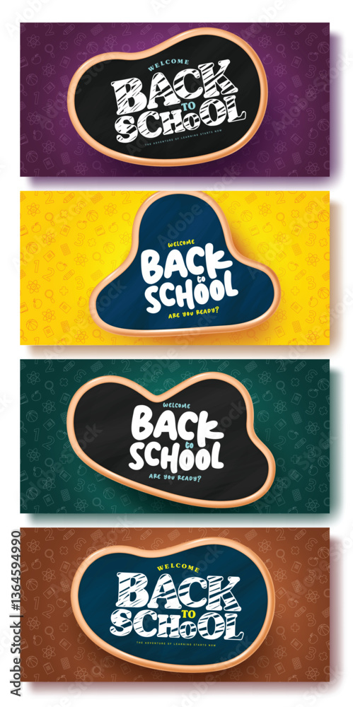 Back to school text vector template banner design. Welcome back to ...