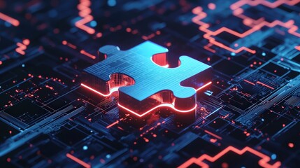 Poster - A 3D-rendered puzzle with missing pieces representing financial decision-making.