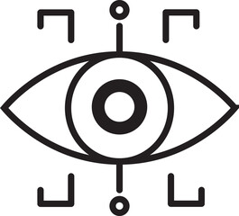 Poster - This features stylized eye icon with geometric elements, often used to represent vision, observation, or surveillance. design is simple and modern, with focus symmetry and minimalism