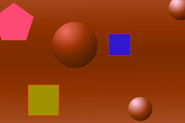 Poster - Vibrant geometric shapes contrast of circles, triangles and squares on dark canvas