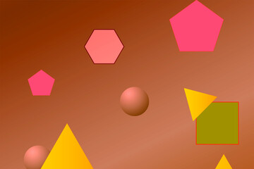Aufkleber - Abstract geometric shapes including triangles and circles arranged in an artistic pattern on a light brown background.