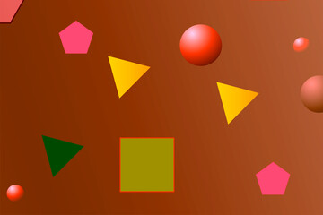 Aufkleber - Abstract geometric background with circles and geometric shapes in pastel colors