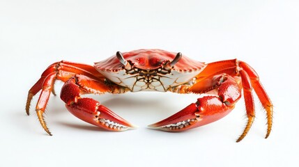 Poster - A single vibrant red crab against a plain white background for a clean, isolated look. 