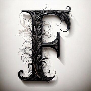 A single uppercase letter in elegant, flowing black calligraphy on a white background
