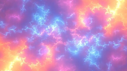 Wall Mural - abstract colorful cloudscape with neon lightning.