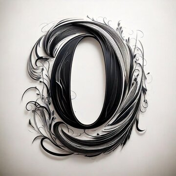 A single uppercase letter in elegant, flowing black calligraphy on a white background
