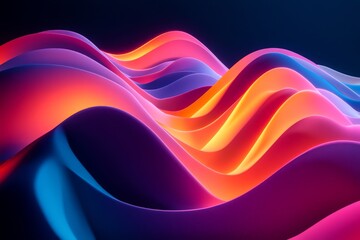 Leinwandbilder - Colorful flowing waves create a dynamic visual display with vibrant hues in an abstract setting