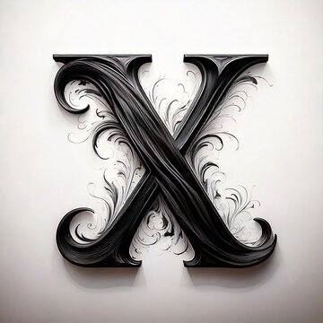 A single uppercase letter in elegant, flowing black calligraphy on a white background