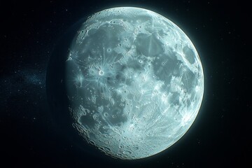 Poster - Bright full moon shining in a clear night sky revealing intricate surface details