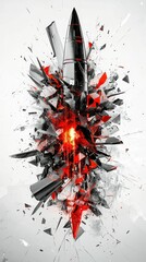 Poster - Abstract Fragmentation of Shards in Red and Black Composition Design