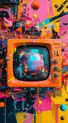 Poster - Surreal Digital Artwork Featuring Abstract Microwave Concept and Colors