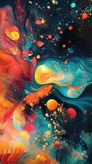 Poster - Abstract Artistic Design with Vibrant Colors and Unique Patterns