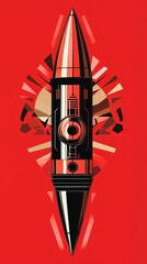 Poster - Bold Graphic Design of a Bullet with High Contrast Elements