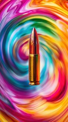 Poster - Surreal Abstract Background with Captured Bullet in Colorful Swirls