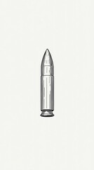 Poster - Minimal Line Art Illustration of a Bullet in  Simple Design Style