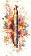 Poster - Bullet Rendered in Watercolor Style with Soft Edges and Vibrant Colors