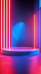 Poster - Cinematic Empty Stage with Bold Geometric Lighting Elements
