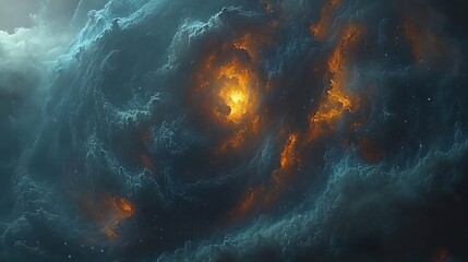 Wall Mural - fiery nebula swirls in cosmic space.