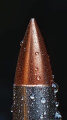 Poster - Close Up of a Bullet Tip with Glistening Water Droplets