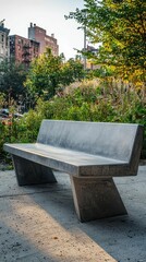 Poster - Modern Concrete Bench with Bold Industrial Design in Urban Setting