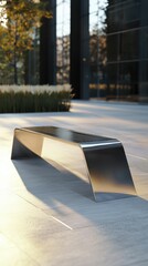 Poster - Sleek Contemporary Metal Bench in Minimalist Urban Setting