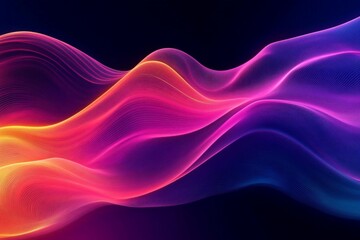 Leinwandbilder - Colorful waves of light create an abstract digital background showcasing vibrant hues and smooth transitions