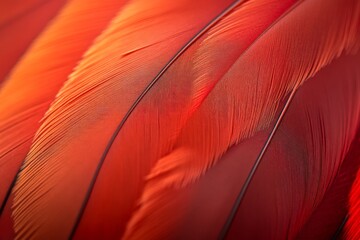 Aufkleber - Vivid red feathers showcasing intricate textures and patterns captured in close detail during daytime
