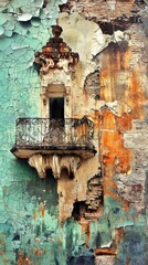 Poster - Crumbling Architectural Relic Displaying Abstract Decay Textures