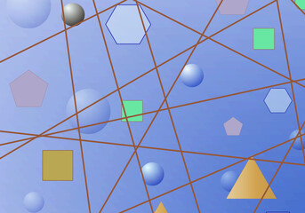 Poster - Geometric pattern with repeating geometric shapes and circles to create a creative background.