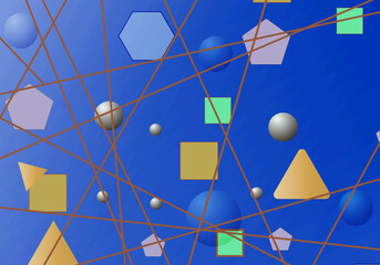 Poster - Geometric pattern with repeating geometric shapes and circles to create a creative background.