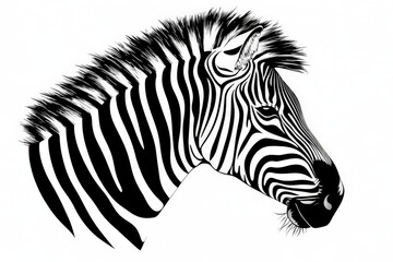 Poster - Striking black and white zebra head displayed on a minimalist background