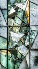 Poster - Crumbling Modern Building with Fragmented Glass Structure