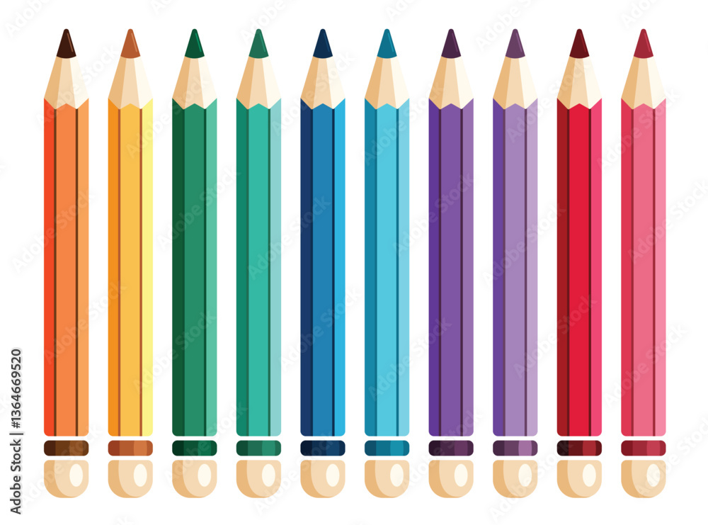 Color pencil colorful elements clipart set. School educational drawing ...