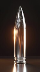 Poster - Detailed Illustration of a Reflective Bullet on a Dark Background