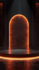 Poster - Empty Retro Stage with Podium and Warm Lighting for Inspiration