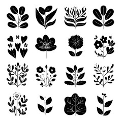 Poster - Black Leaf Elements: A captivating collection of stylized black leaf elements, perfect for adding a touch of elegance and natural beauty to your designs.
